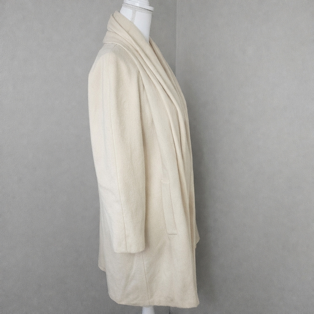 Vintage 1980s Alorna Cream Wool Car Coat | USA Made | Quiet Luxury | Size L - Picture 3 of 11
